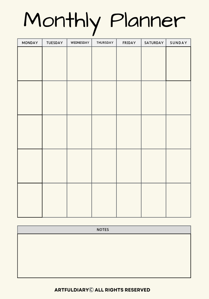 Free Monthly Planner Printable
